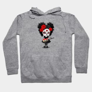 Sugar Skull Girl Playing Iraqi Flag Guitar Hoodie